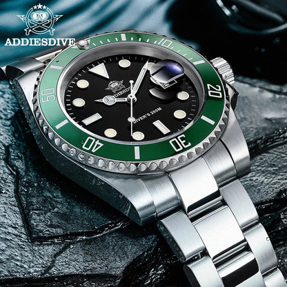 ADDIESDIVE Men's Stainless Steel Quartz Watch — Waterproof Business & Outdoor Sports Timepiece