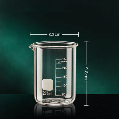 High Borosilicate Glass Measuring Cup – 50/100/150/250/500/1000ml Clear Scale Laboratory Beaker for Kitchen Baking & Mixing