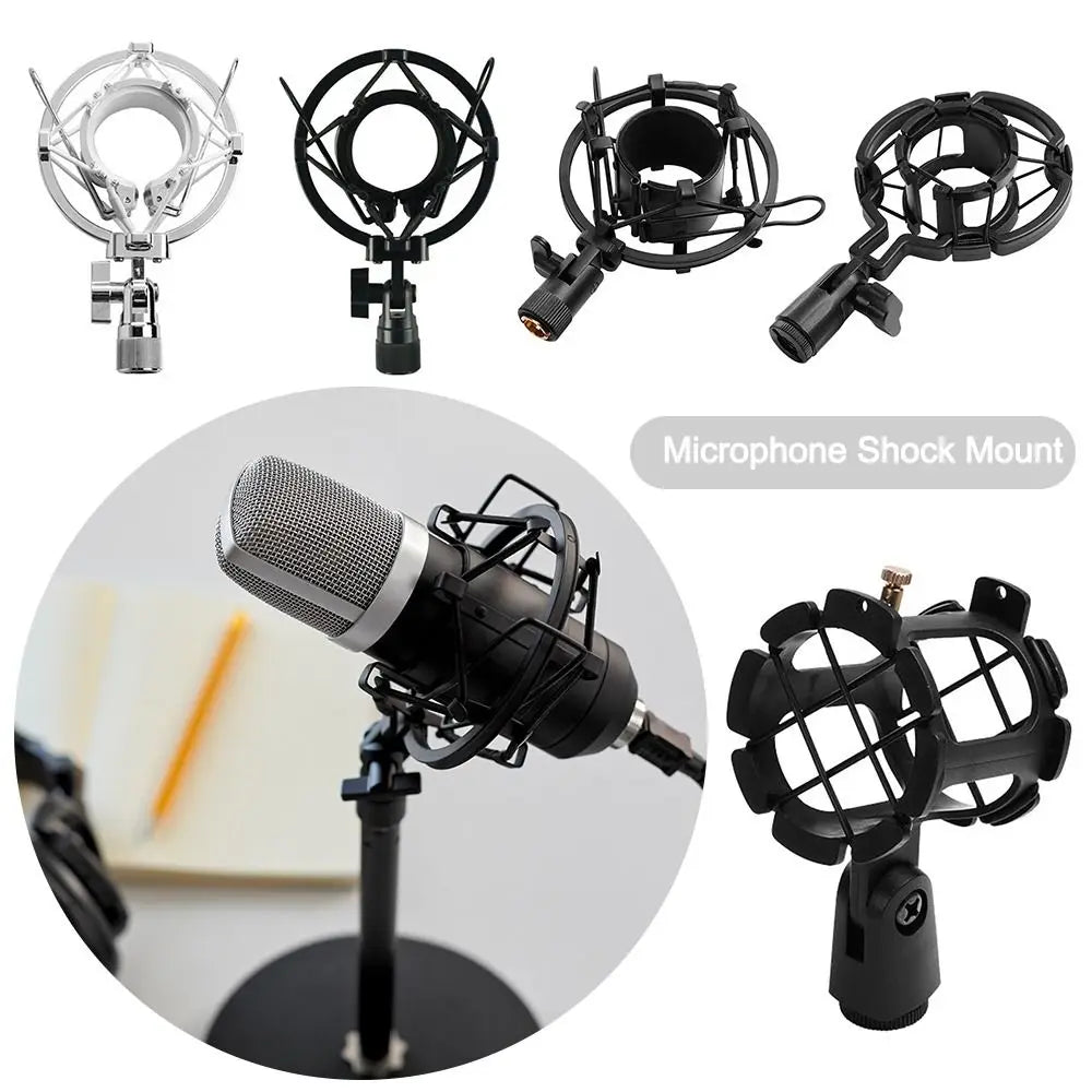 Universal Microphone Shock Mount - Professional Shockproof Stand Bracket for Studio Recording & DIY Audio Setup