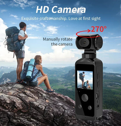 4K Ultra HD Pocket Action Camera — 270° Rotatable Vlog Sports Cam with WiFi, Waterproof Case & Helmet Mount