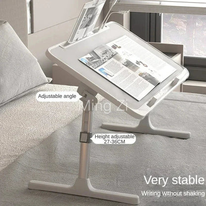 Foldable Lift Laptop Desk for Bed: Adjustable Stand Lap Table with Radiator, Drawer - Ideal for Working, Gaming, Breakfast Tray - Portable and Convenient!