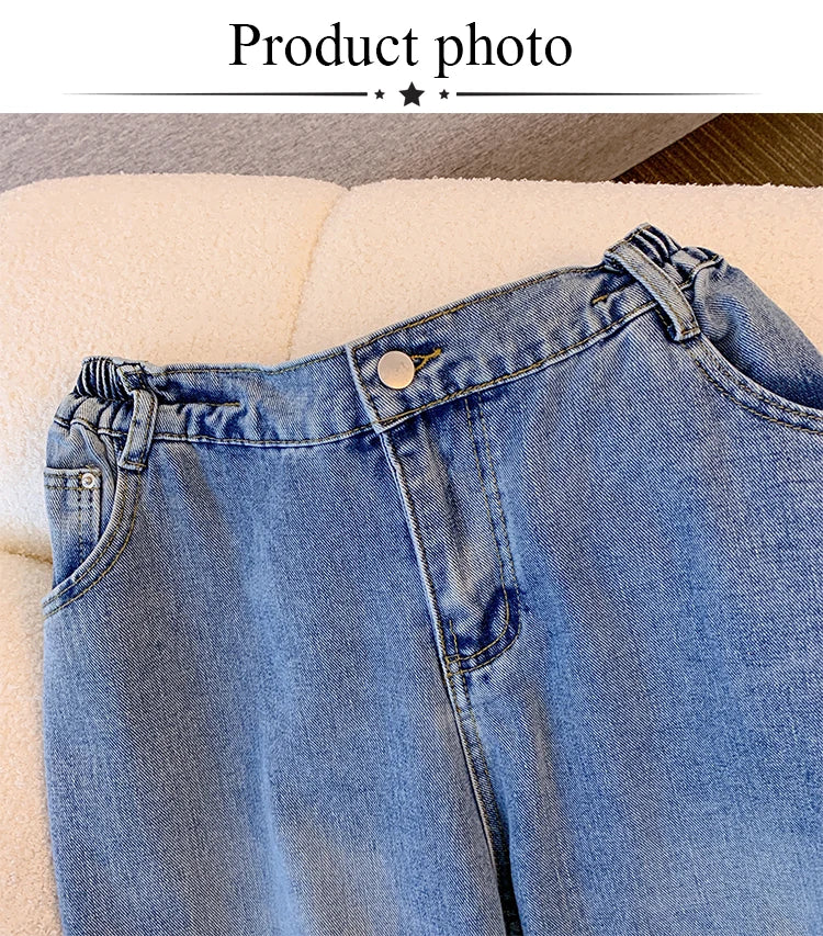 Plus Size Women’s Casual Jeans – Classic Black & Blue Washed Denim for Spring & Autumn, Comfortable & Versatile