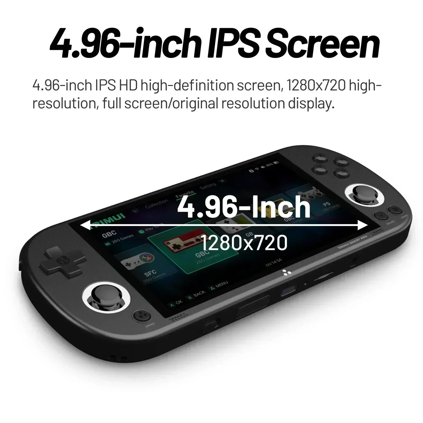 Trimui Smart Pro Handheld Game Console – 4.96'' IPS Screen, Linux System, Joystick, RGB Lighting, Retro Video Game Player
