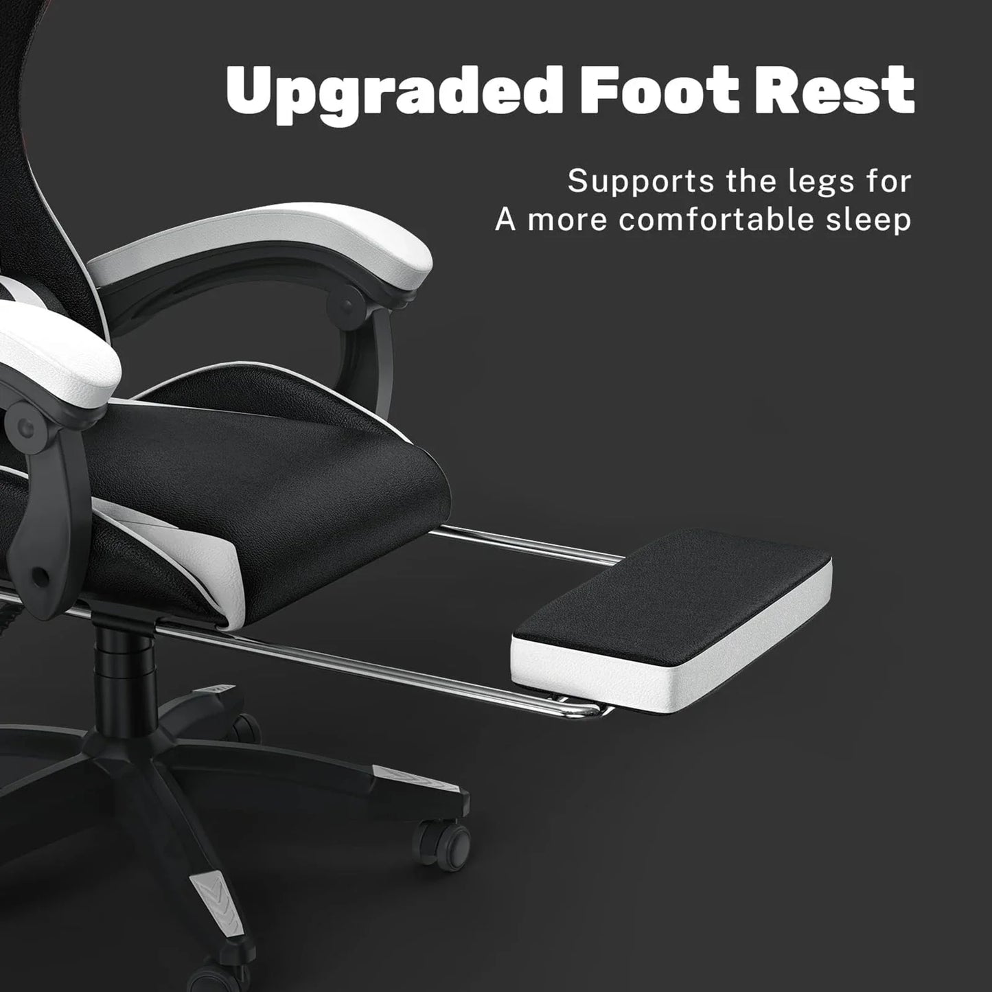 Gaming Chair with Footrest – Ergonomic Gamer Chair with Lumbar Cushion, Headrest, and Height Adjustable for Computer