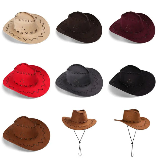 Unisex Western Cowboy Hat – Suede Cowgirl & Cowboy Style for Fashion & Party Wear