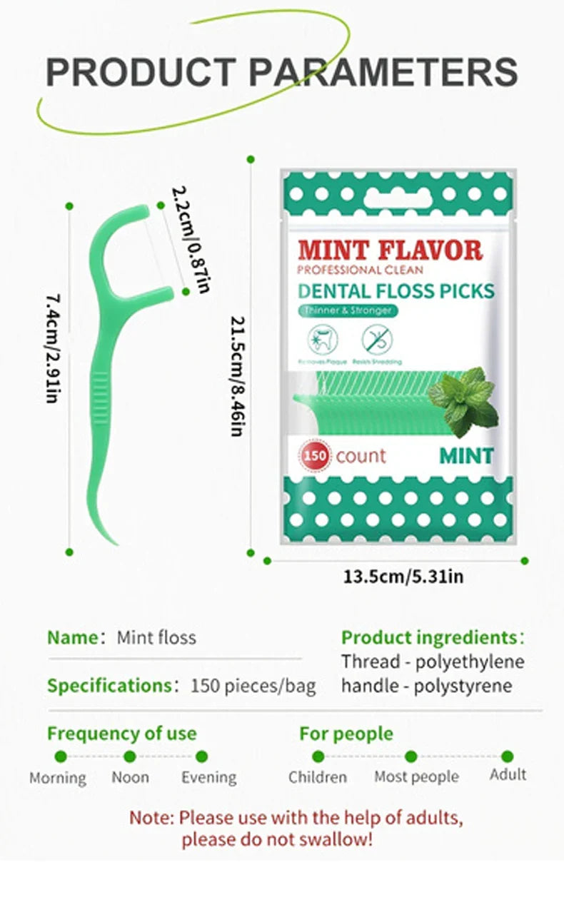 50/150/300PCS Mint & Original Dental Floss Picks – Interdental Cleaning Tools in Two Styles