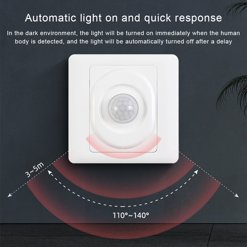 AC 220V LED PIR Motion Sensor Light Switch, Infrared Human Detection, Auto On/Off for Corridor & Staircase