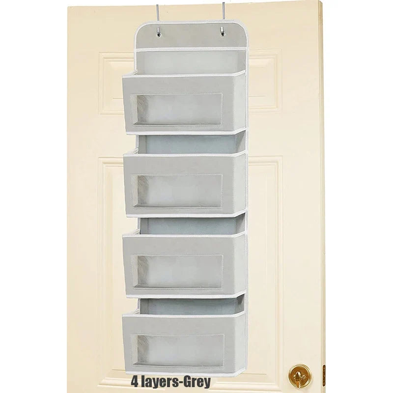 Over The Door Hanging Organizer - 1/3/4/5 Pocket Wall Mounted Storage Rack for Bathroom, Dorm & Clothes