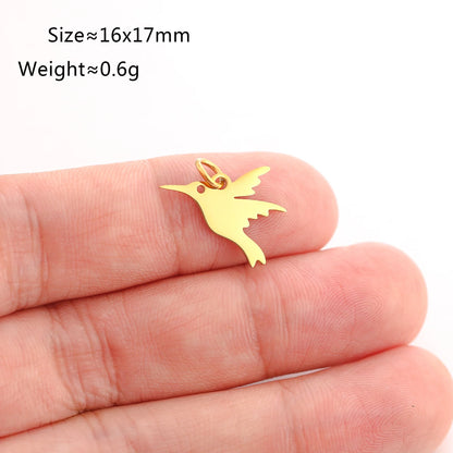 5PCS Animal Claw Charms Set – Stainless Steel Cat, Elephant, Hummingbird & Yoga DIY Pendants for Necklaces & Earrings