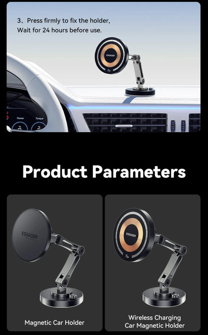 Essager Magnetic Wireless Car Charger – 15W Fast Charging Phone Holder Mount for MagSafe iPhone 15/14/13 Pro Max