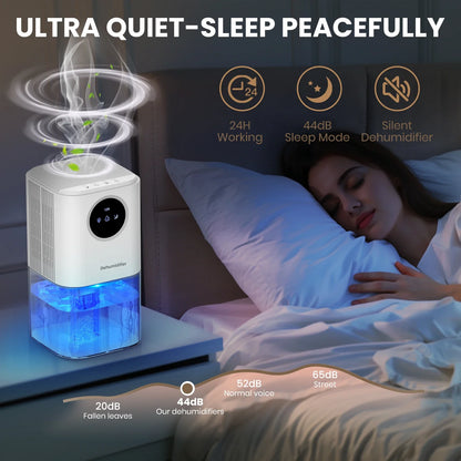 Portable Dehumidifier – 35oz Capacity, Silent Operation, Colorful Lights & Timer Switch for Home & Bedroom