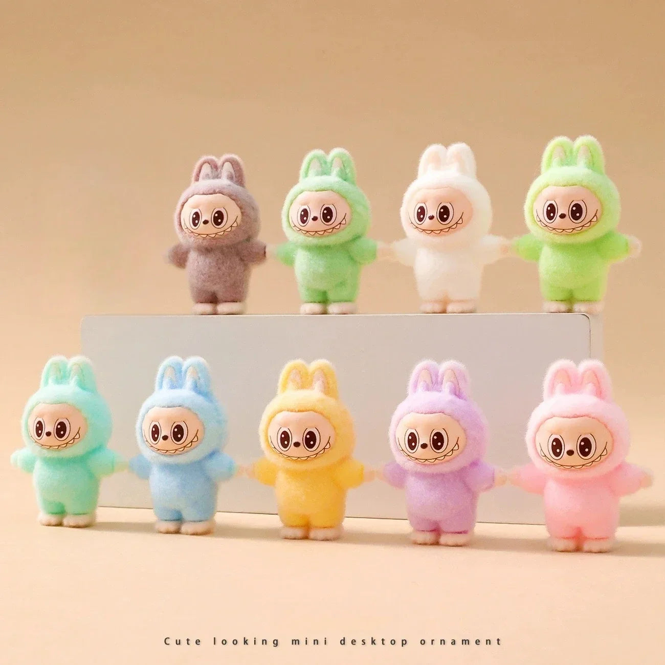 10pcs Lububu Anime DIY Flocked Action Figures — Kawaii Desktop & Car Pendant Dolls, Christmas Gift Toy