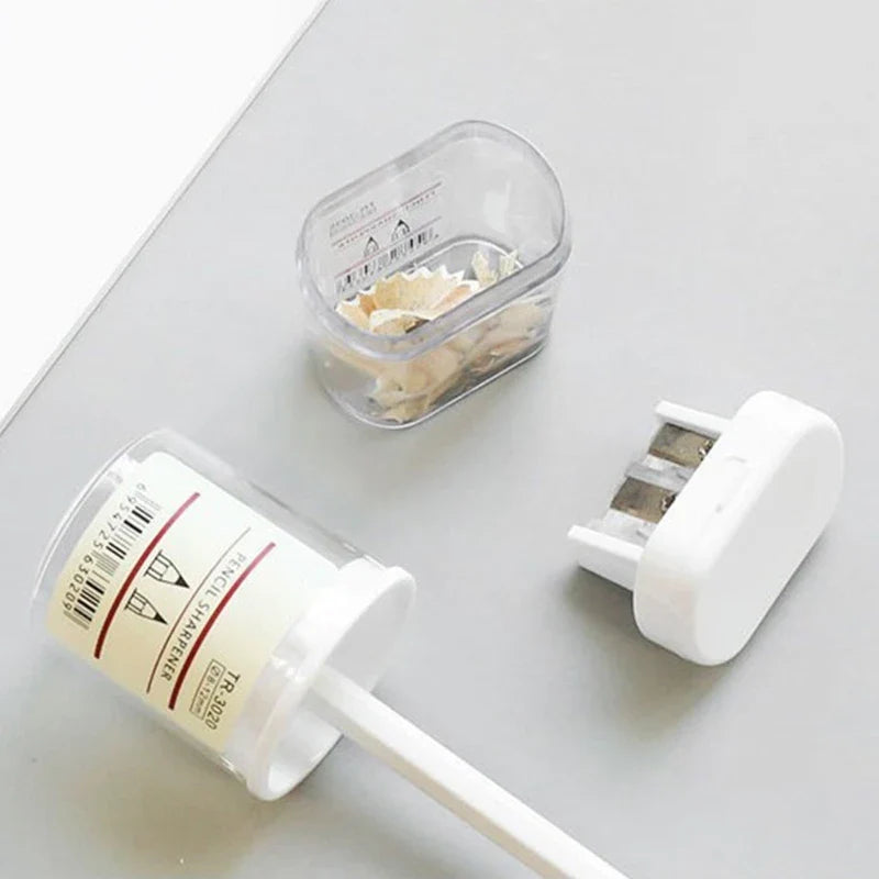 Portable Double Hole Clear Round Pencil Sharpener – Gift for Students