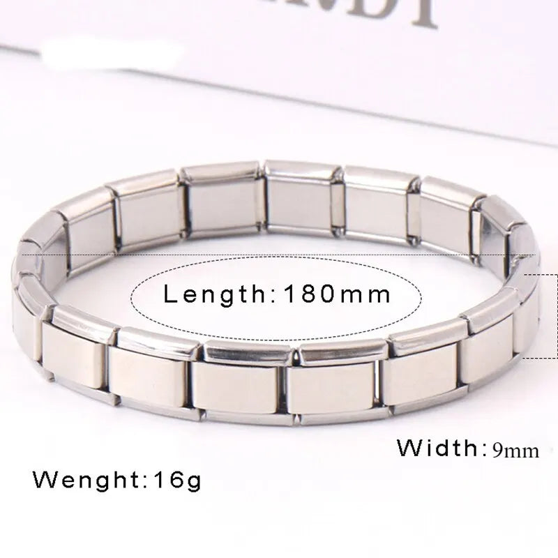9mm Wide Stainless Steel Bracelet - Simple Trendy Style for Daily Wear - Silver-Color Charm Bracelet for Women, Unisex Party Style