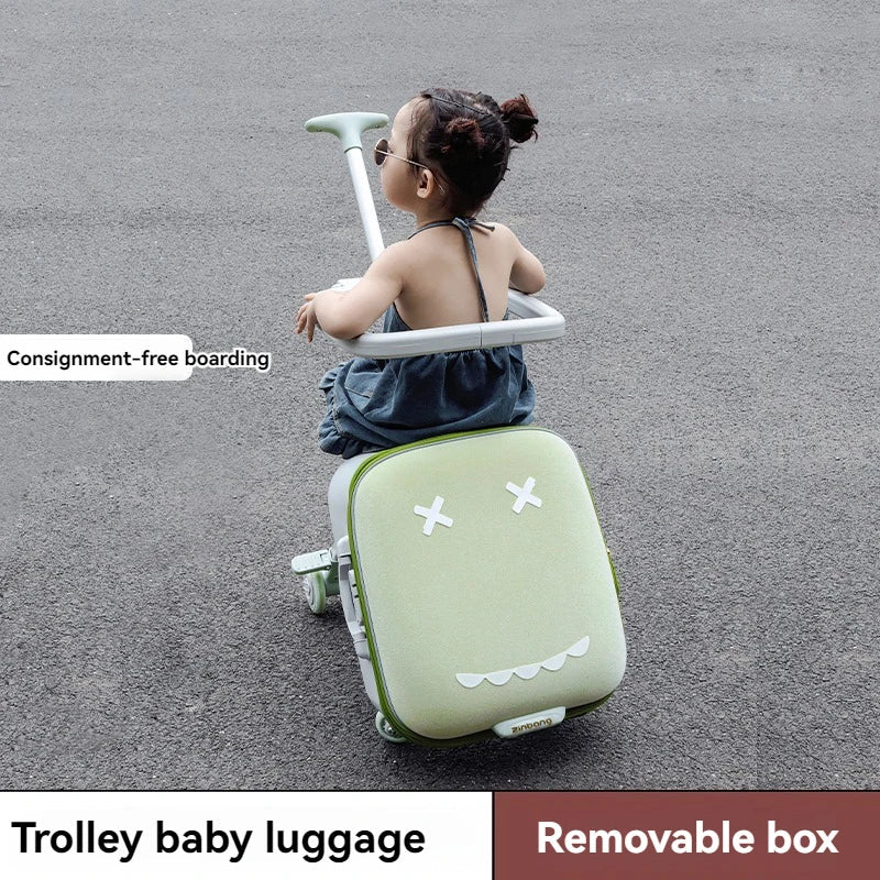 Kids Ride-On Luggage with Folding Stroller – 20-Inch Rolling Suitcase for Toddlers and Babies