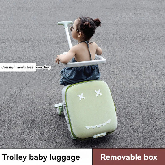 Kids Ride-On Luggage with Folding Stroller – 20-Inch Rolling Suitcase for Toddlers and Babies