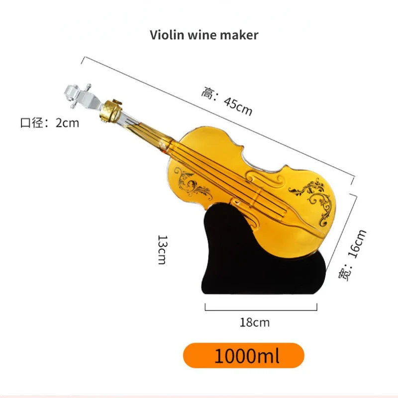 High Borosilicate Glass Wine Decanter – Guitar & Violin Shaped Thickened Transparent Bottle, Decorative Craft Wine Set