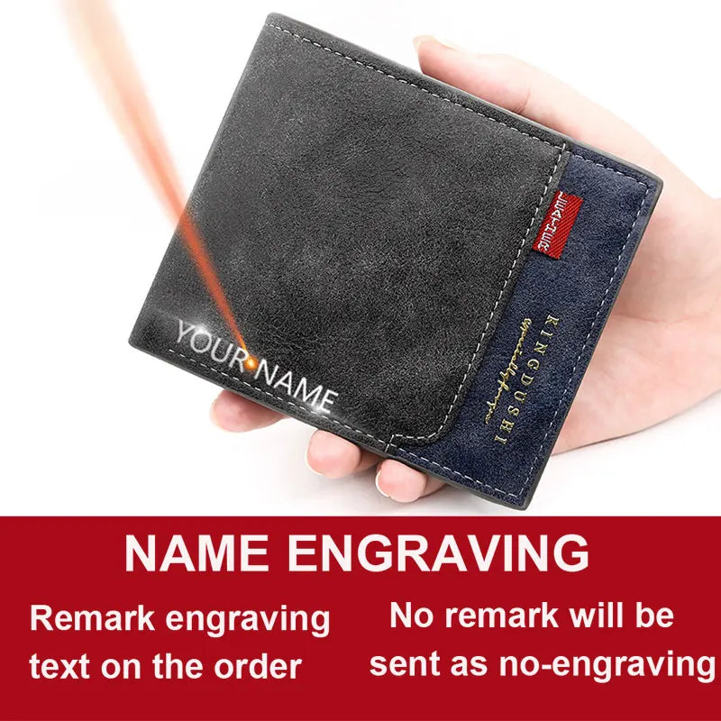 Personalized Men’s Short Wallet – High-Quality Classic Card Holder with Zipper Coin Pocket & Money Clip