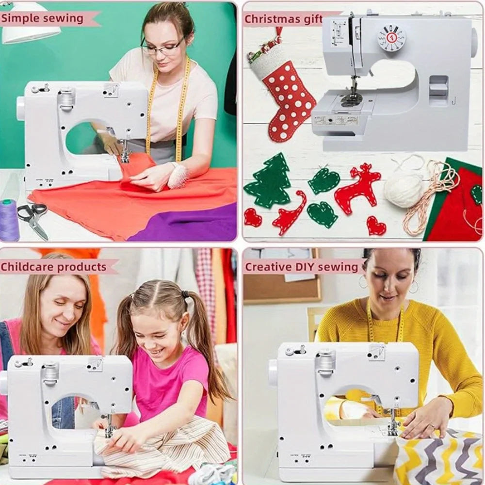 Mini Electric Sewing Machine with Foot Pedal — 12 Built-In Stitches and 42-Piece Sewing Kit