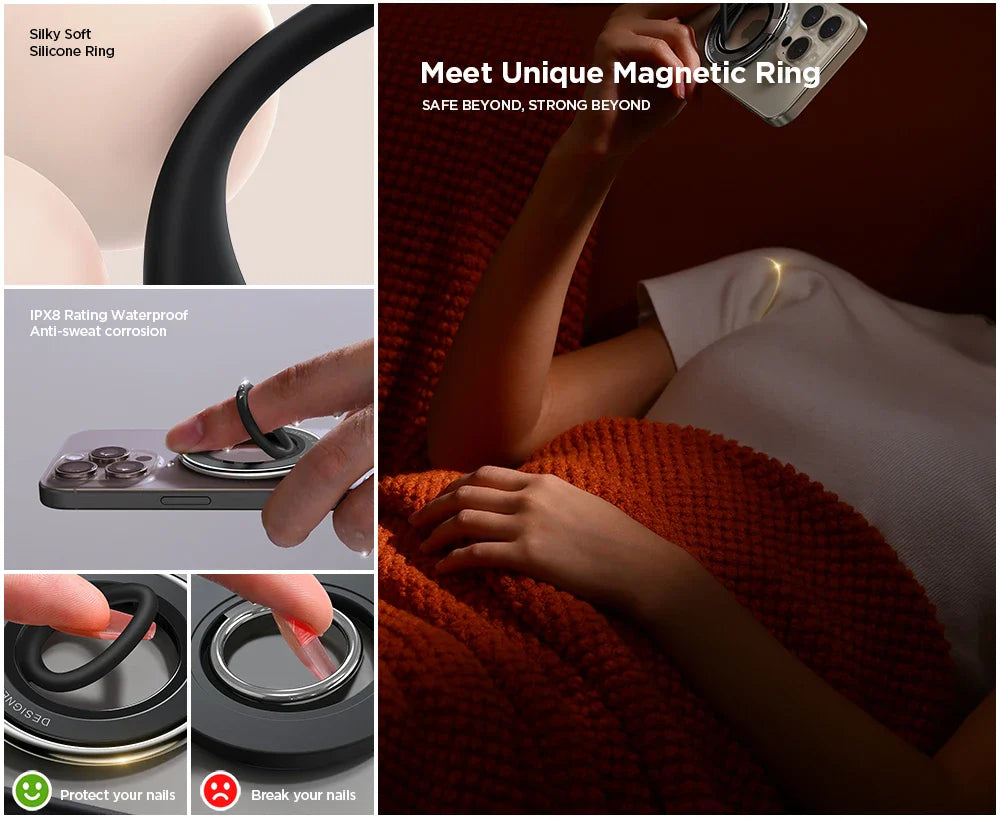 Joyroom Magnetic Ring Phone Holder – Colorful Silicone Kickstand Grip for iPhone 16/15/14 Pro Max