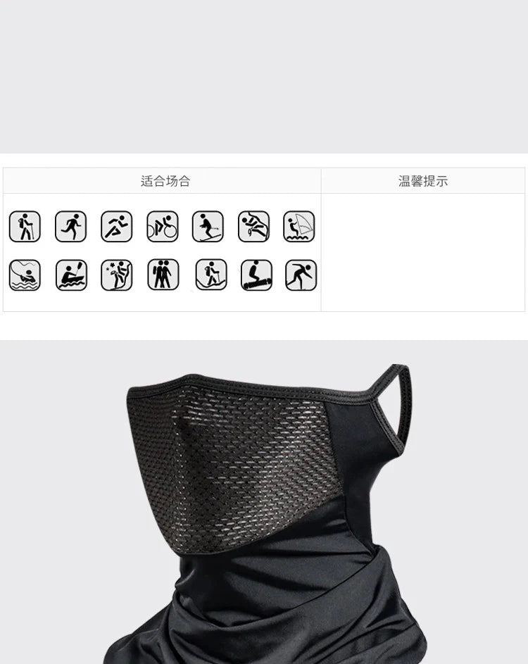 Summer Men’s Full-Face Cycling Mask – Breathable Ice Silk Neck Bandana with UV Protection