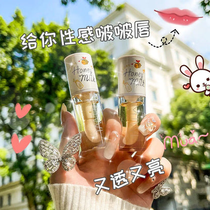 Peach Milk Honey Lip Oil – Moisturizing Lip Gloss, Fades Lip Lines with Big Brush Head