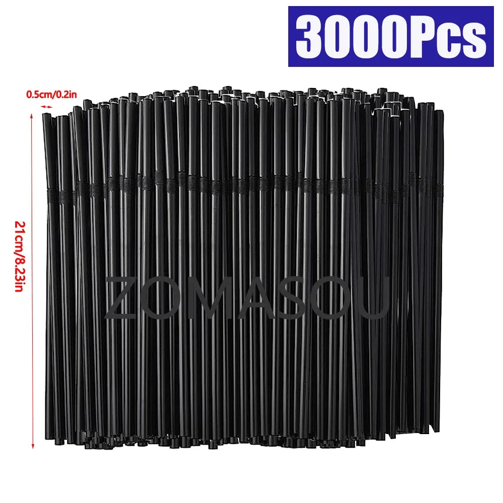 50–3000Pcs Multicolor Drinking Straws – Disposable Beverage Straws for Milk Tea, Party, Wedding & Home Kitchen Use (Wholesale)