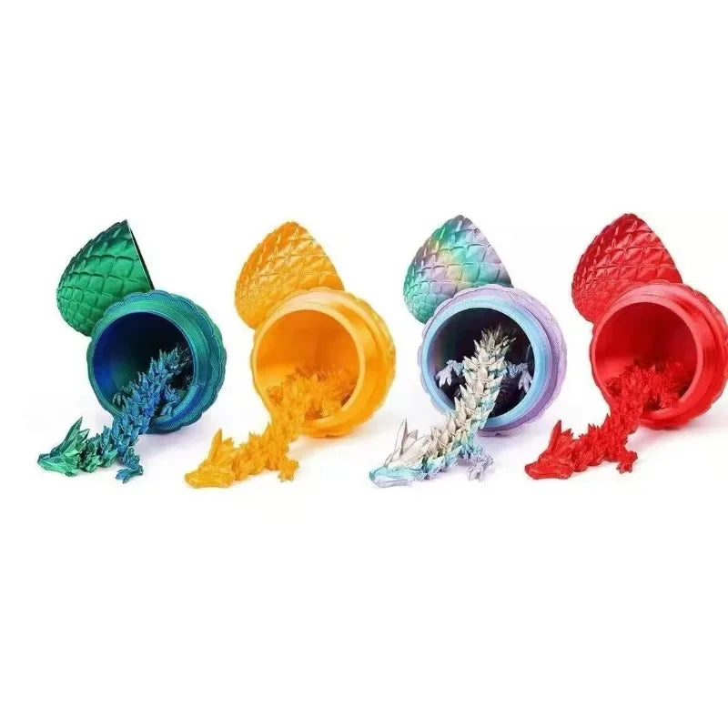 1/2PCS 3D Printed Dragon Egg with Full Articulated Movable Dragon Model — Rotatable Desktop Ornament & Kids Toy