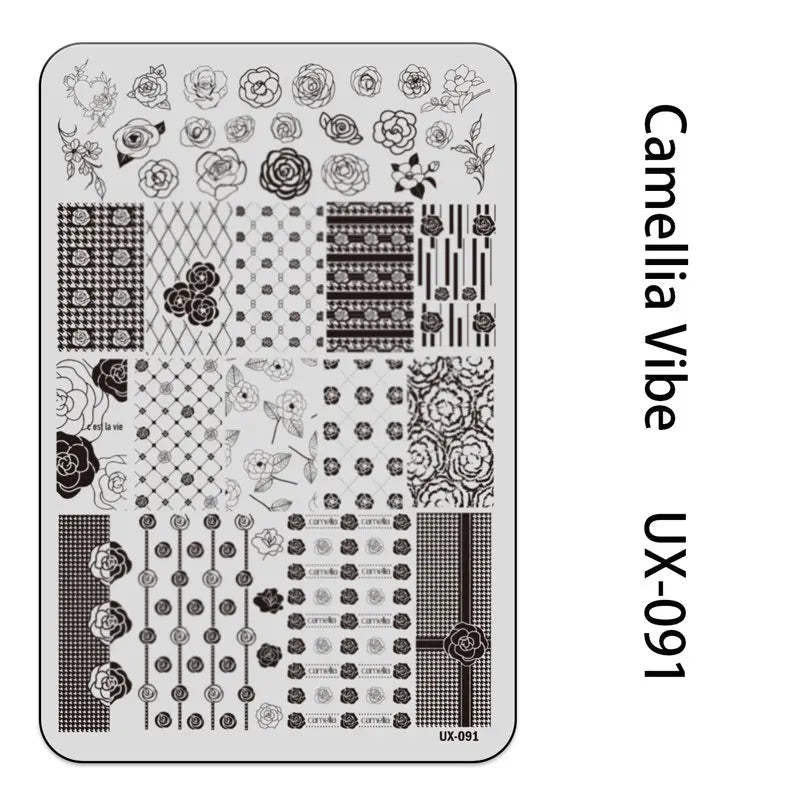 UX Serial 2 Stainless Steel Stamping Plate Template – Vintage Abstract Fabric Texture Pattern for Nail Art, Floral Lace, Xmas & Halloween Designs (UX52)