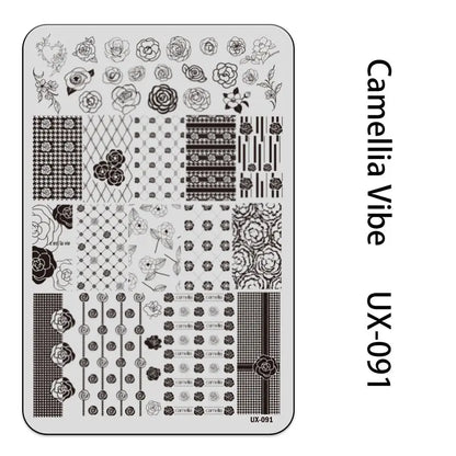UX Serial 2 Stainless Steel Stamping Plate Template – Vintage Abstract Fabric Texture Pattern for Nail Art, Floral Lace, Xmas & Halloween Designs (UX52)