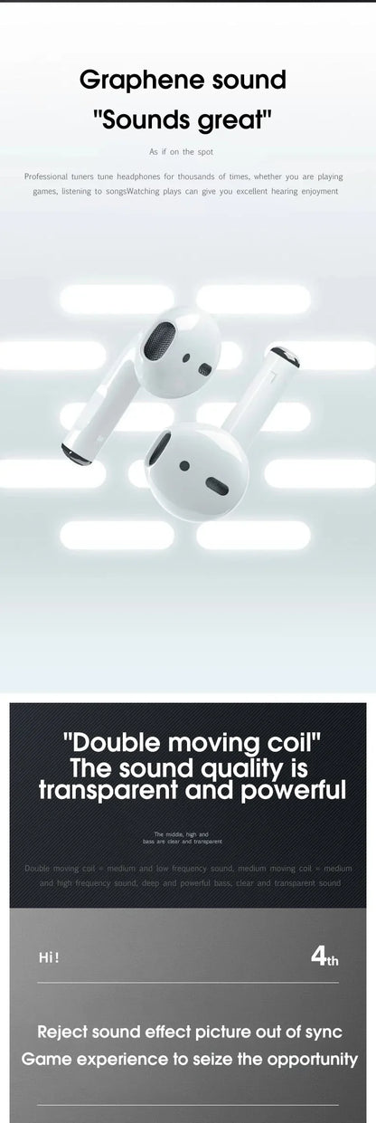 Pro 4 TWS Wireless Earbuds – Bluetooth 5.3 Waterproof Headphones with Mic for Xiaomi & iPhone