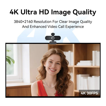 EMEET 4K/1080P Webcam for PC – Auto Focus Video Camera with Dual Microphones for Zoom, Teams & Video Calls