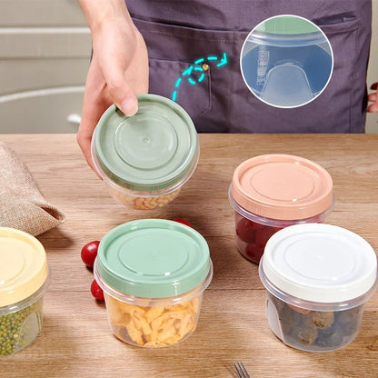 8Pcs 500ml Food Storage Containers - Round Sealed Fresh Keeping Boxes for Refrigerator, Fruits, Snacks & Microwave Heating