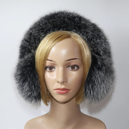 Real Fox & Raccoon Fur Earmuffs – Warm Winter Ear Warmer for Women and Girls, Plush Genuine Fur Accessory