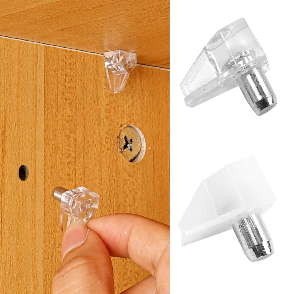 10/500PCS Transparent Shelf Studs – Plastic Laminate & Glass Plate Support Pegs for Cabinet, Wardrobe, Furniture Hardware