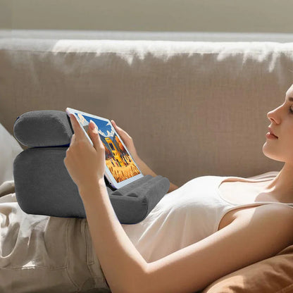 Xnyocn Foldable Tablet Pillow Stand – Soft Lap & Desk Holder with Stylus Pocket for iPad Pro