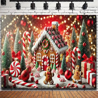 Merry Christmas Backdrop 2026 – Santa, Snowman & Xmas Tree Background for Family Party, Baby Shower & Photo Props