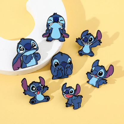 7 Pcs Lilo & Stitch Enamel Pins Set | Creative Stitch Brooches for Backpacks, Clothing & Accessories