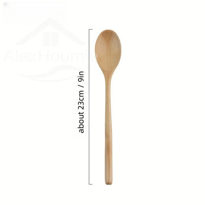 6-Piece Bamboo Wooden Spoon Set – 9” Korean Style Natural Wood Spoons for Soup, Cooking & Mixing