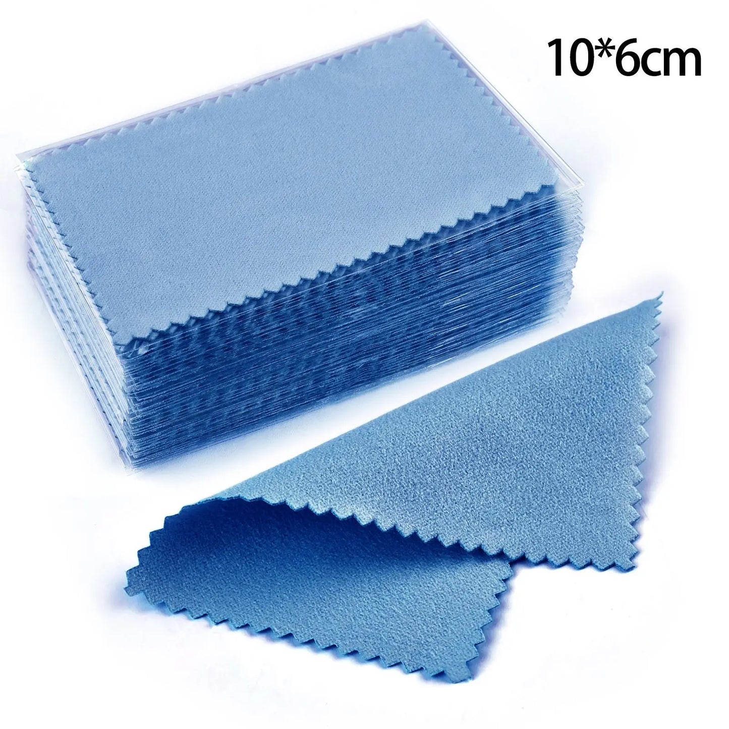 50pcs Silver Polishing Cloths – Soft Cleaning Wipes for Necklaces, Rings & Jewelry Care (10x6.5cm & 8x8cm)