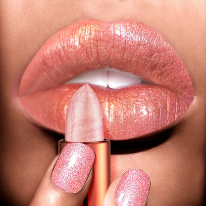 Rose Smoke Powder Lipstick – Glossy Velvet, Waterproof, Durable Starry Shine Lip Color
