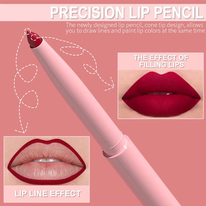 6-Piece Lip Liner Set - Long-Lasting Waterproof & Sweat-Resistant Makeup Pencils