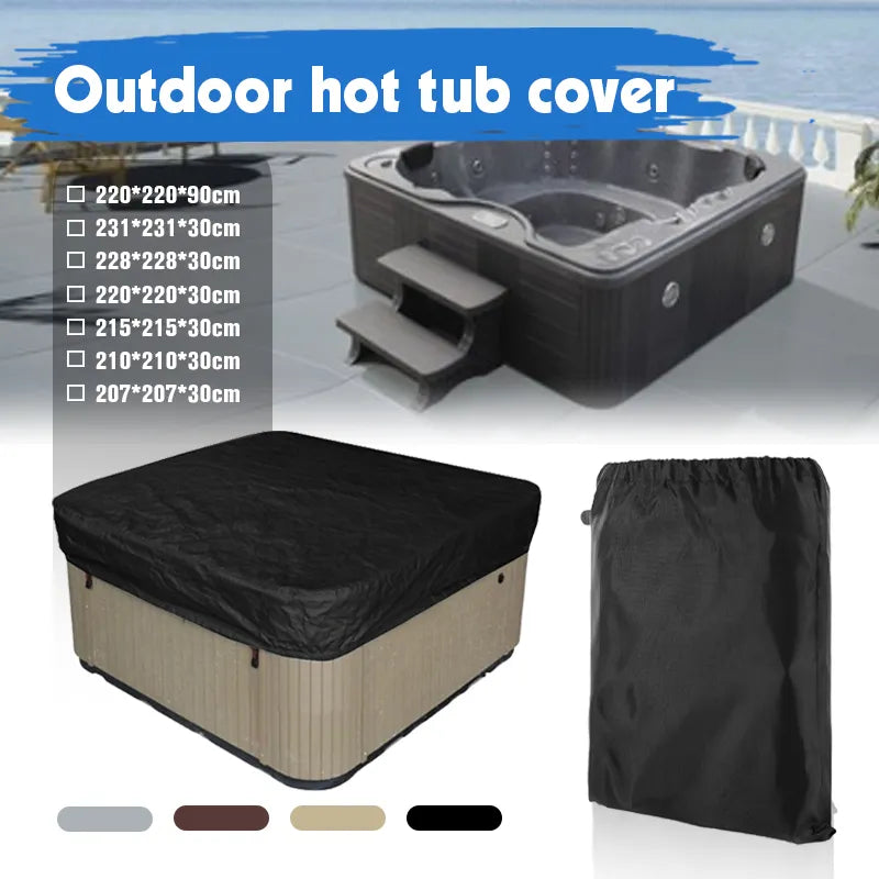 Square Hot Tub Dust Cover - Waterproof Anti-UV Protector for Outdoor Spa, Hotspring, Anti-Fall Leaves, Snow, Rain, and Dust