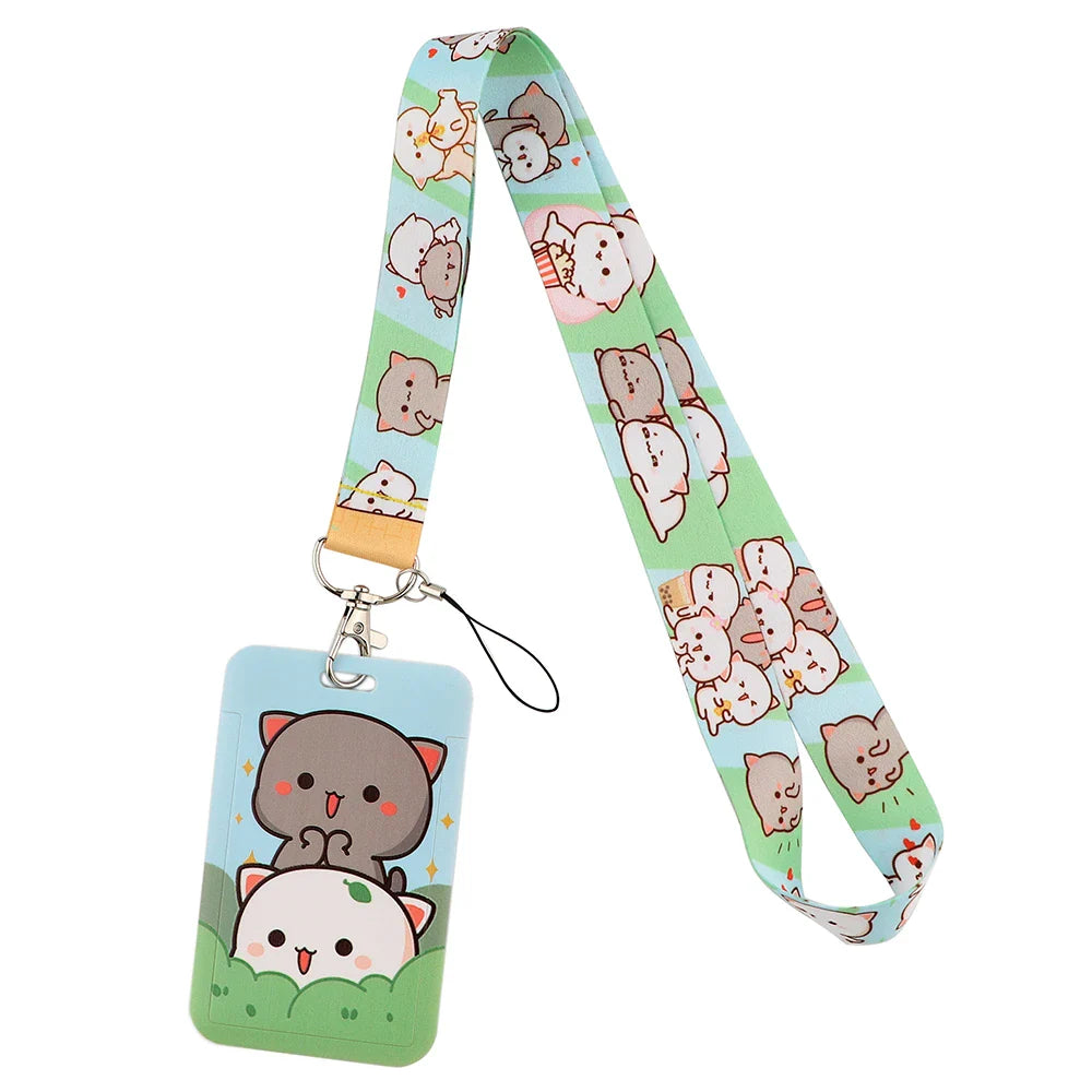 Cartoon Cat Lanyard Keychain – Multifunctional ID Card Badge Holder, Camera USB, Phone Neck Strap Accessories