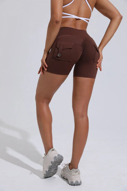 QINACTIVE Women’s Yoga Shorts — High Waist Scrunched Butt Pocket Push-Up Gym Leggings & Sexy Booty Fitness Tights