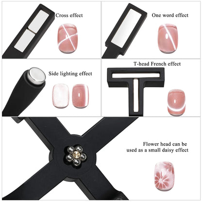 5 in 1 Cat Eye Magnet for Nail Art – Multifunctional Cross Design for Cat Eye Gel Polish & Strong Nail Magnet Tool