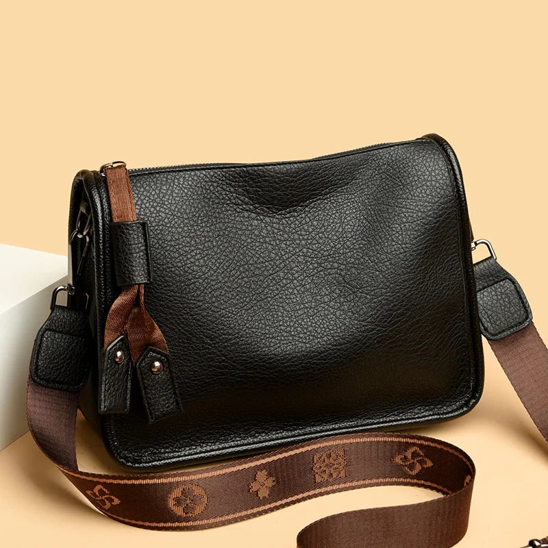 2024 High-Quality Genuine Leather Women’s Tote Bag - Luxury Soft Cowhide Shoulder and Crossbody Messenger Bag