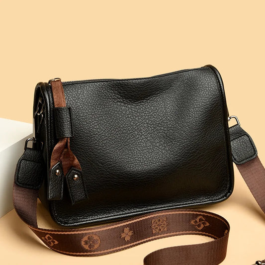 2024 High-Quality Genuine Leather Women’s Tote Bag - Luxury Soft Cowhide Shoulder and Crossbody Messenger Bag