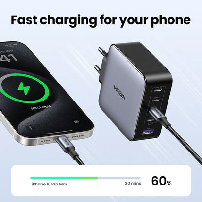 UGREEN 100W GaN 5-Port USB-C Charger – Fast Charger QC4.0/3.0 PPS for MacBook, Laptop, iPhone 16/15/14 Pro, Tablet
