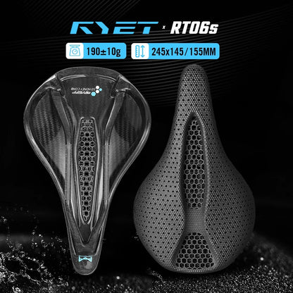 RYET Carbon 3D Printed Bike Saddle - 145/155mm Lightweight Cycling Seat for Road, MTB, Gravel & Triathlon Bikes